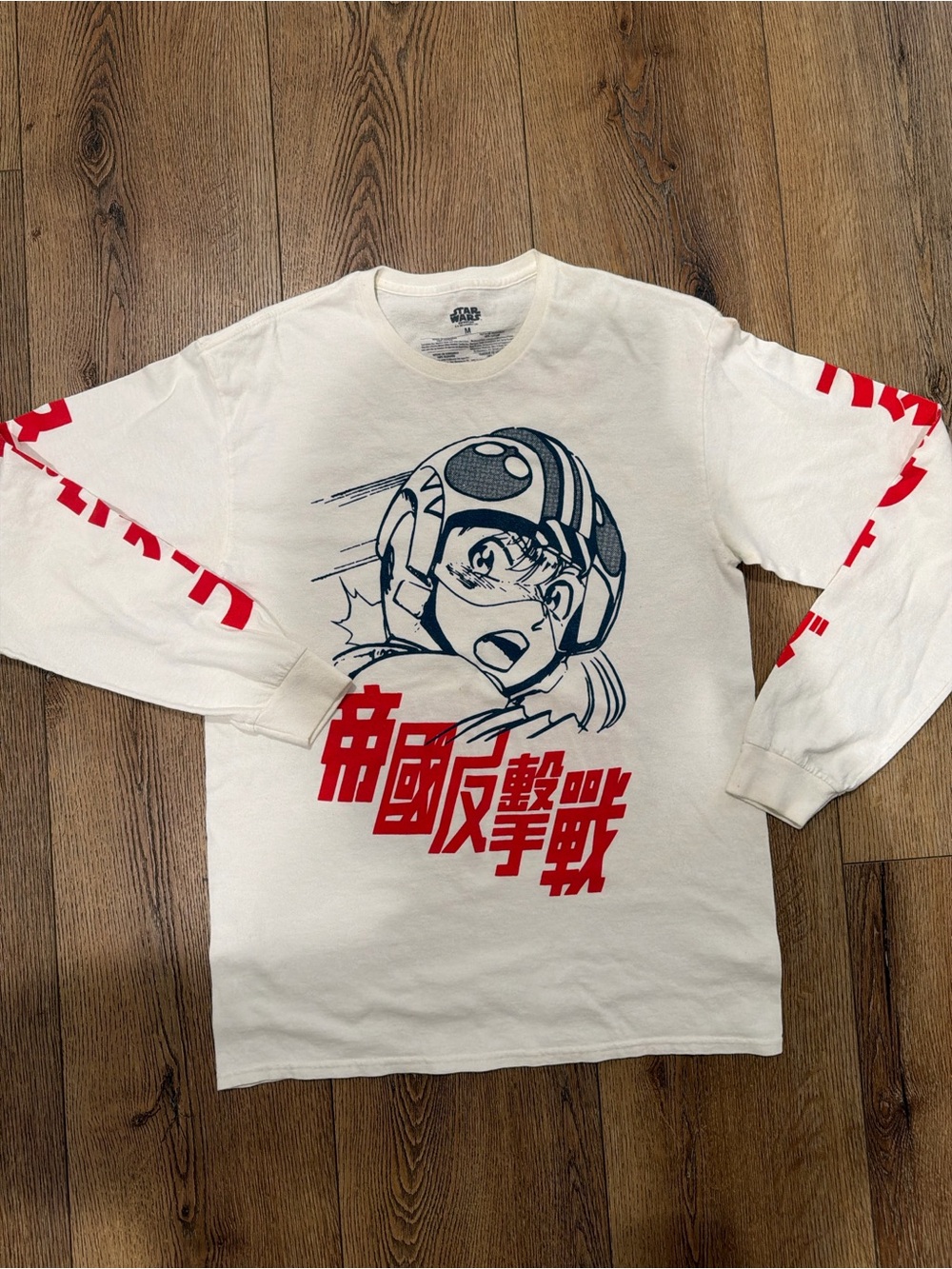 Star Wars White Long-Sleeve Tee with Red and Navy Graphic